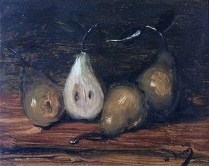 Stilleben med päron (olja på pannå) av Andre (after) Derain