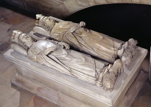 Bilder av Philippe VI (1293-1350) de Valois och Jean II (1319-64) Le Bon (marmor)