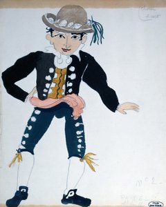 Kostymdesign för en föreställning av "Barberaren i Sevilla" i Paris (akvarell på papper) av Andre Derain