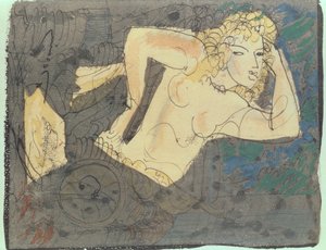 Illustration till dikten "The Spinner" från "Albums of Ancient Verse, Charms" av Paul Valery (1871-1945) (blandteknik)