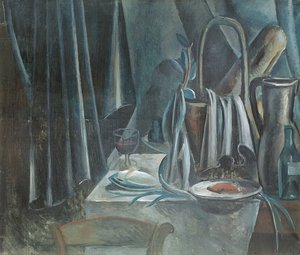 Stilleben med brödkorg, kanna och vinglas av Andre Derain