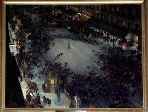 La charge, Boulevard Montmartre Scen för demonstrationer i Paris. Målning av Andre Devambez (1867-1944) 1901 Sön. 1,27 x 1,62 m. Paris, Musée d