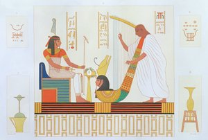 Dekoration från Harpornas rum, östra graven, Byban el Molouk, Thebe, från "Descriptions of Egypt" av Edmonde Francois Jomard, publicerad 1809-22.