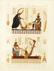 Målningar av två harpar i farao Ramses III:s grav i Konungarnas dal. Från D