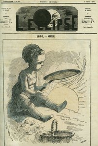 1870, socialt kök: en liten flicka lagar en crepe i en spis som värms upp av solen. Omslag i "" L