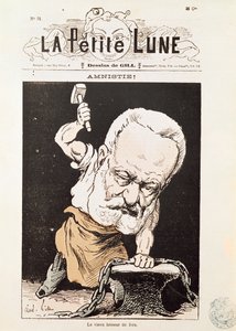 Karikatyr av Victor Hugo (1802-85) från omslaget till "La Petite Lune", februari 1879. av Andre Gill