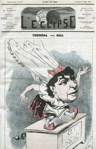 Tecknad film av Emma Valendon kallad Theresa (1837-1913), fransk populär sångerska. Omslag i "" L