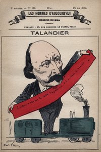 Tecknad film av Alfred Talandier (1822-1890) engelsk politiker från "The Men of Today" ca. 1779 - 1880 av Andrew Gill (1840-85) av Andre Gill