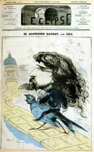 Tecknad film om Alphonse Daudet och den franska akademin - av Gill, i "" L