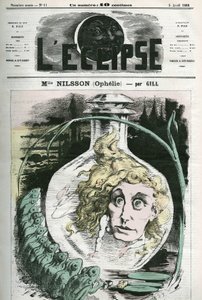 Christine Nilsson i rollen som Ophelie (1843- omkring 1880) svensk operasångerska. Omslag i "" L