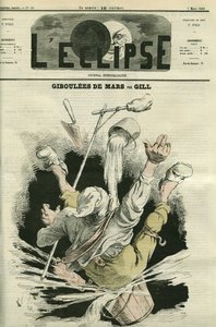 Giboulees de mars, illustration av en man som faller i en hink. Omslag i "" L