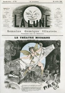 Le Theatre Moderne i Paris. Karikatyr av Gill, i "La Lune", 28 oktober av Andre Gill