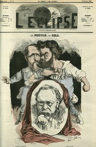 Les Peuples, med Clement Duvernois (1836-1879), Pierre-Joseph Proudhon (1809-1865) och Jules Valles (1832-1885), författare och politiker. Omslag i "" L