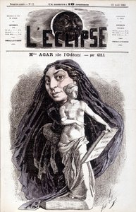 Mademoiselle Agar (från Odéon) Skådespelerska vid Franska Akademien. Teckning av Gill in the Eclipse av Andre Gill