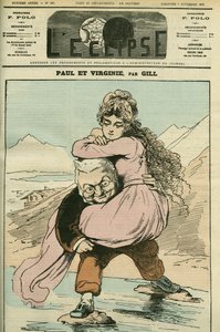 Porträtt av Adolphe Thiers (1797-1877), fransk historiker och politiker, representerad i "Paul et Virginie" (Republiken). Omslag i "" L