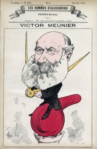 Porträtt av Amedee-Victor Meunier (1817-1894), en vetenskaplig journalist, han Iuvra i populariseringen av vetenskap. Tecknad av Gill, Paris. av Andre Gill