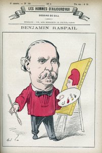 Porträtt av Benjamin Raspail (1823-1899), en fransk målare och politiker, han var upphovet till lagen som gjorde den 14 juli till den nationella helgdagen. Tecknad av Gill, Paris. av Andre Gill