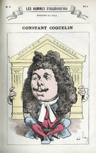 Porträtt av Constant Coquelin (1841-1909), fransk teaterskådespelare. Karikatyr av Gill, Paris. av Andre Gill