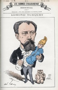 Porträtt av Edmond Henri Turquet (1836-1914), en fransk politiker, han var deputerad av Aisne från 1871 till 1889. Tecknad av Gill, Paris. av Andre Gill