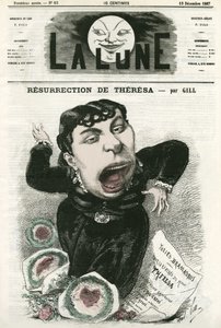 Porträtt av Emma Valladon dit Theresa (1837-1913), fransk operettsångerska. Tecknad av Gill, i "La Lune", 15 december av Andre Gill
