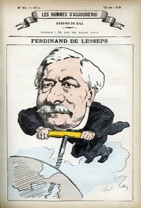 Porträtt av Fernand de Lesseps (1805-1894), fransk diplomat. Tecknad av Gill, i "Les Homme d