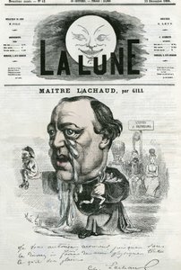 Porträtt av Maitre Charles Lachaud (1817-1882), fransk advokat. Tecknad av Gill, i "" The Moon", 23 december av Andre Gill