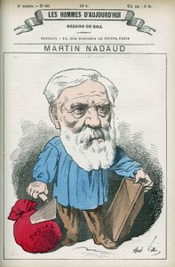 Porträtt av Martin Nadaud (1815-1898), fransk mästare och politiker, han var deputerad för Creuse från 1876 till 1889. Tecknad av Gill, Paris. av Andre Gill