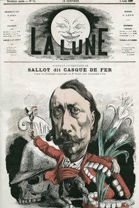 Porträtt av Sallot, känd som "Iron Helmet". Karikatyr av Gill, i "La Lune", 4 augusti av Andre Gill