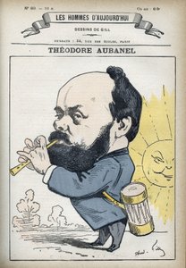 Porträtt av Theodore Aubanel (1829-1886), fransk tryckare och provensalsk poet. Tecknad av Gill, Paris. av Andre Gill