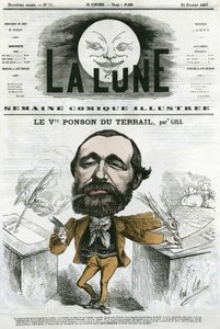Porträtt av Viconte Ponson du Terrail (1829-1871), fransk populär författare, författare till en såpopera. Tecknad av Gill, i "The Moon", 24 februari av Andre Gill