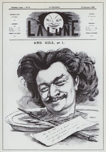 Självporträtt av den franske karikatyristen Andre Gill (litho) av Andre Gill