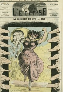Skörden 1872, med hänvisning till de 5 miljarder franc som Frankrike var tvungen att betala till Preussen. Omslag i "" L