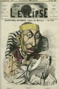 Zombe-Fatoum (Zombe-Fatoum) (1836-1878), drottning av Moheli på Komorerna, besöker Frankrike i -Fatima). Omslag i "The Eclipse"" av Gill, juli av Andre Gill
