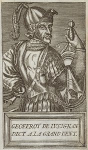 Geoffrey av Lusignan, greve av Jaffa och Ascalon, Lord of Vouvant och Mervent av Montcontour och Soubise, illustration från 