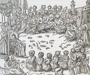 Möte mellan turkar och araber, Marocko, gravyr från Universal Cosmology, av Andre Thevet (1504-1592), Paris av Andre Thevet