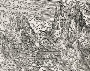 Bergigt område av Sinai, gravyr av Andre Thevet (1504-1592), Paris, Frankrike av Andre Thevet