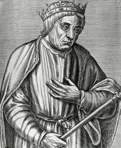 Porträtt av Casimir III, kung av Polen, känd som Stor (1310-1370), gravyr från Les Vrais pourtraits et Lives des Hommes illustres av Andre Thevet