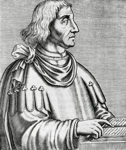Porträtt av Philippes de Commines (cirka 1445-cirka 1512), historiker och diplomat, gravyr från The True Portraits and Lives of Illustrious Men av Andre Thevet