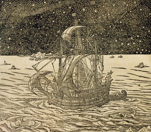 Sjömän som följer den norra vägen, gravyr från Universal Cosmology, av Andre Thevet (1504-1592), Paris av Andre Thevet