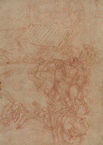 Slaget vid Spoleto, ca 1575 (rödkrita på papper) av Andrea (1539-1614) Vicentino