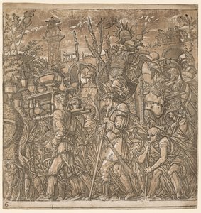 Julius Caesars triumf: soldater som bär vaser och krigets troféer, 1593-99.