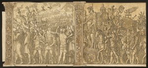 Julius Caesars triumf [nr 1 och 2 plus 2 kolumner], 1599. av Andrea Andreani