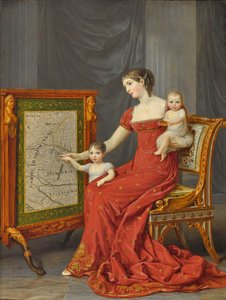 Prinsessan Augusta av Bayern med sina barn Josephine och Eugenie.