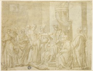 Saints Peter och Paul disputerar med Simon Magus före Nero (recto); Fem scener ur berättelsen om Moses (verso)