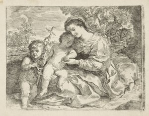 Helig familj med den unge Johannes Döparen av Andrea Camassei