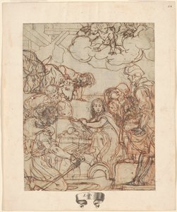 Herdarnas tillbedjan, ca 1600-1610 (teckning med penna och bläck)