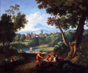 Landskap, av Andrea Locatelli (1695-1741), olja på duk, 61x73 cm.