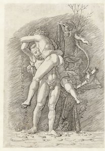 Hercules och Antaeus Den oövervinnelige guden Hercules (titel på objekt)