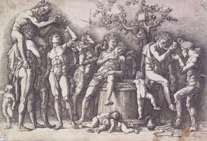 En Bacchanal med en vinpress, ca. 1475 av Andrea Mantegna