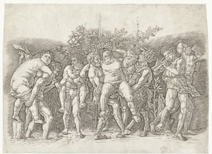 Bacchanal träffade Silenus av Andrea Mantegna